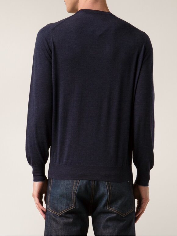 Brunello Cucinelli - Navy Blue Wool Blend Sweater