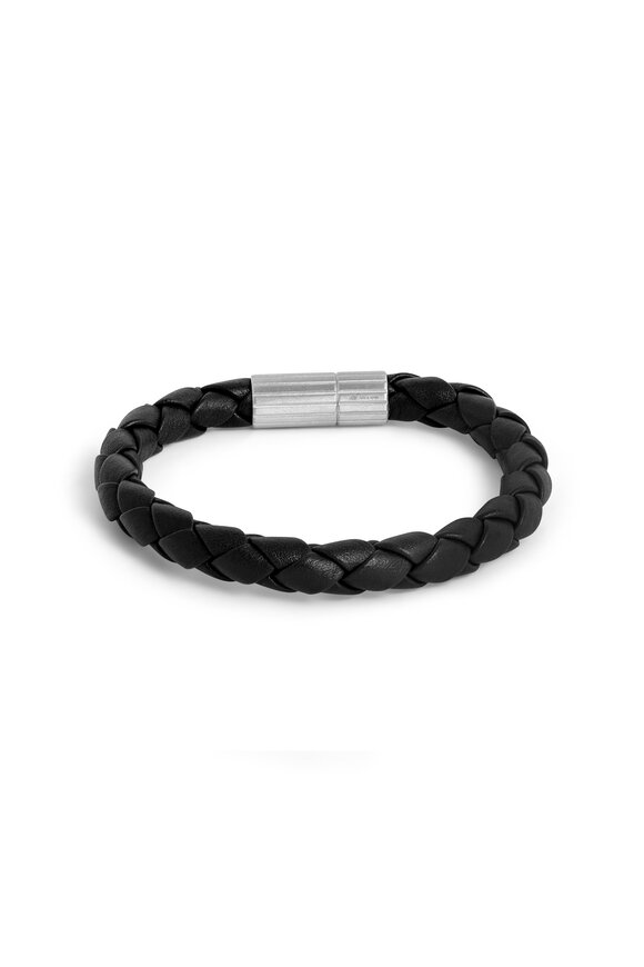 Tateossian - Black Braided Leather Bracelet