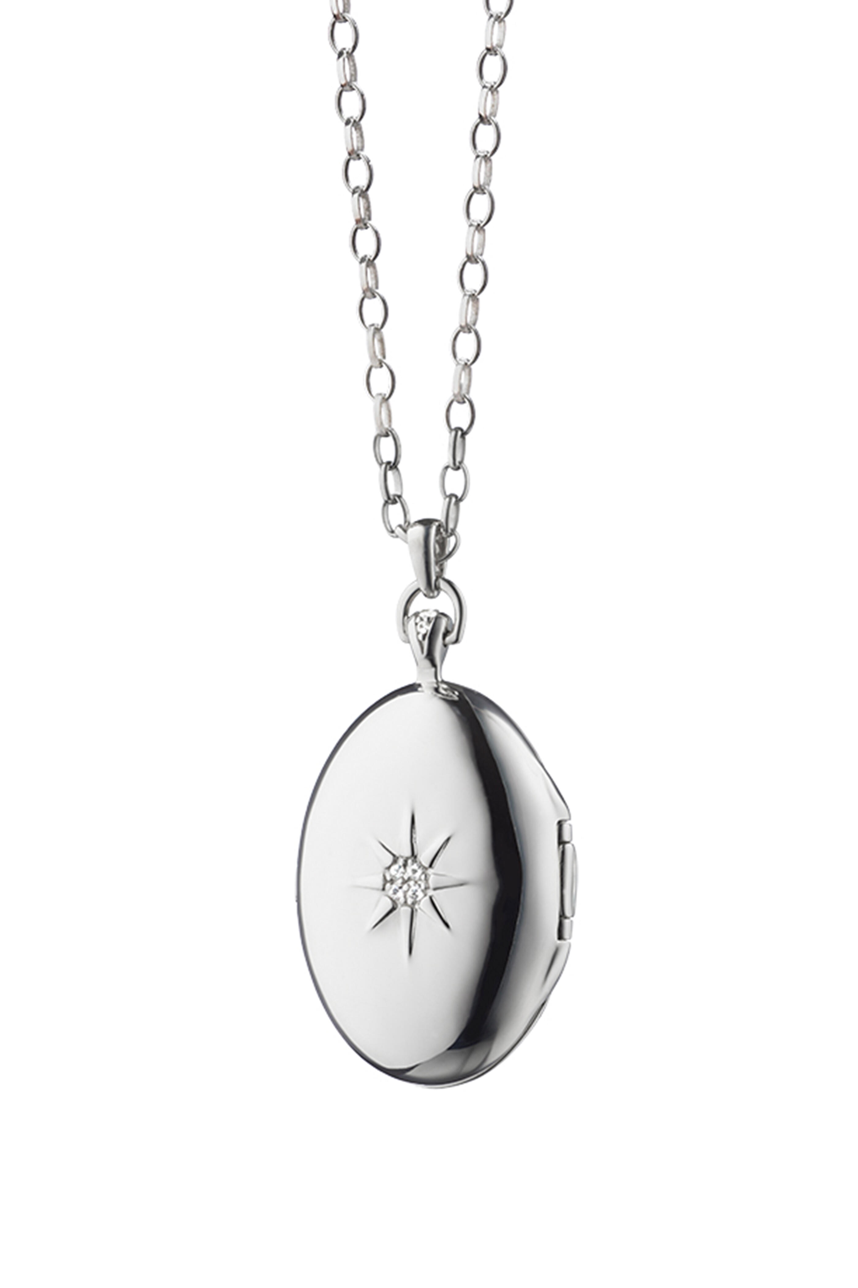 Monica Rich Kosann Locket Pendant with White Sapphire Accents in Sterling  Silver with Black Steel Chain (32)