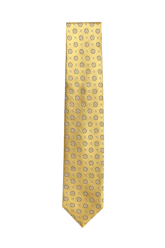 Dolce Punta Gold & Navy Micro Medallion Silk Medallion