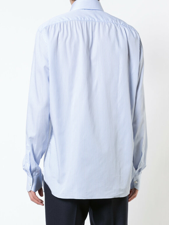 Isaia - Light Blue & White Striped Dress Shirt