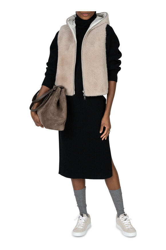 Brunello Cucinelli - Black Wool & Cashmere Midi Skirt 