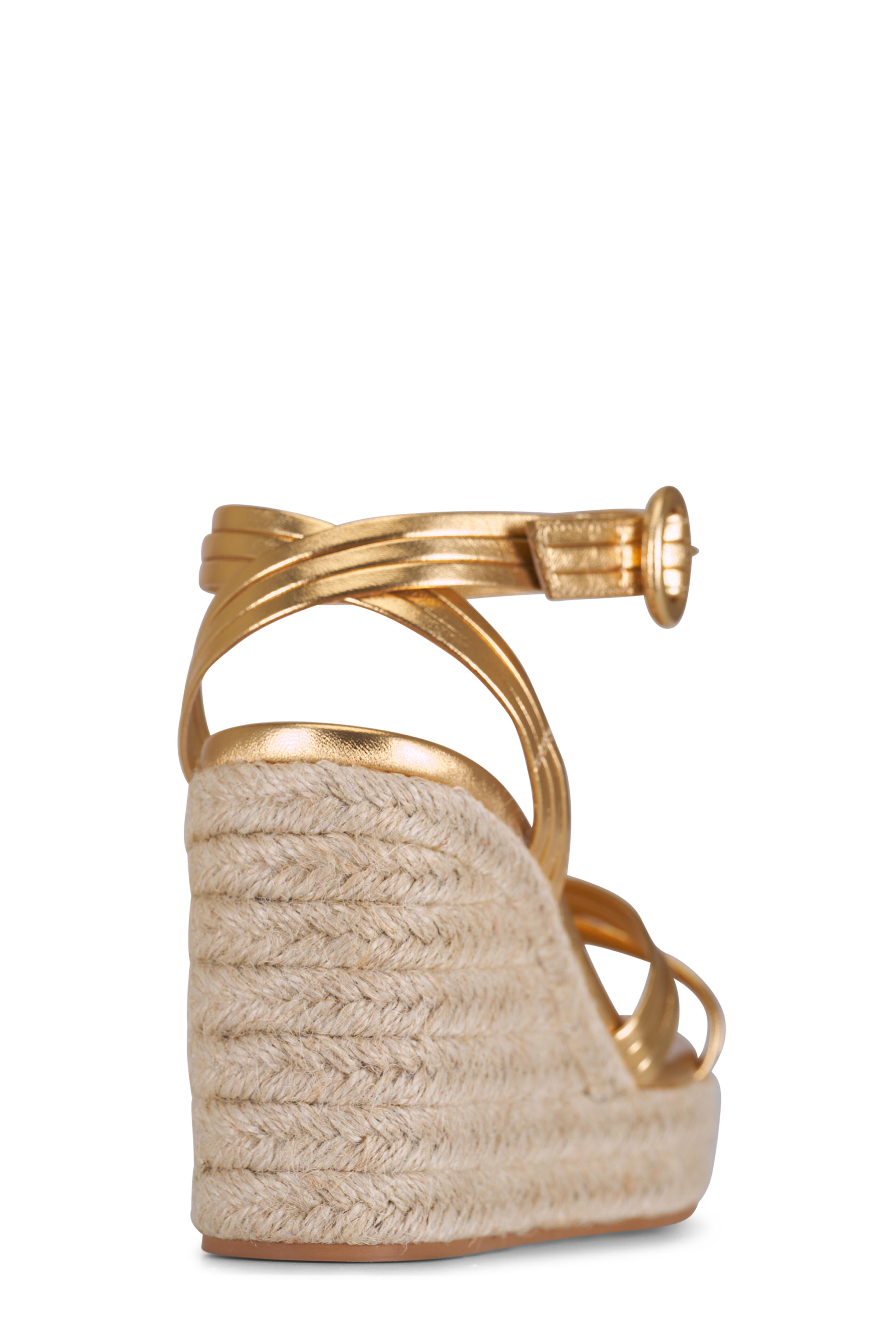 Gianvito Rossi - Mekong Leather Ankle Strap Espadrille Wedge, 70mm