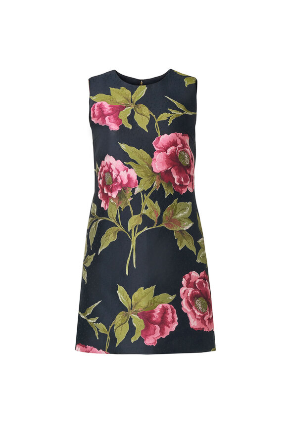Carolina Herrera Multicolor Peony Print Jacquard Shift Dress - view 6