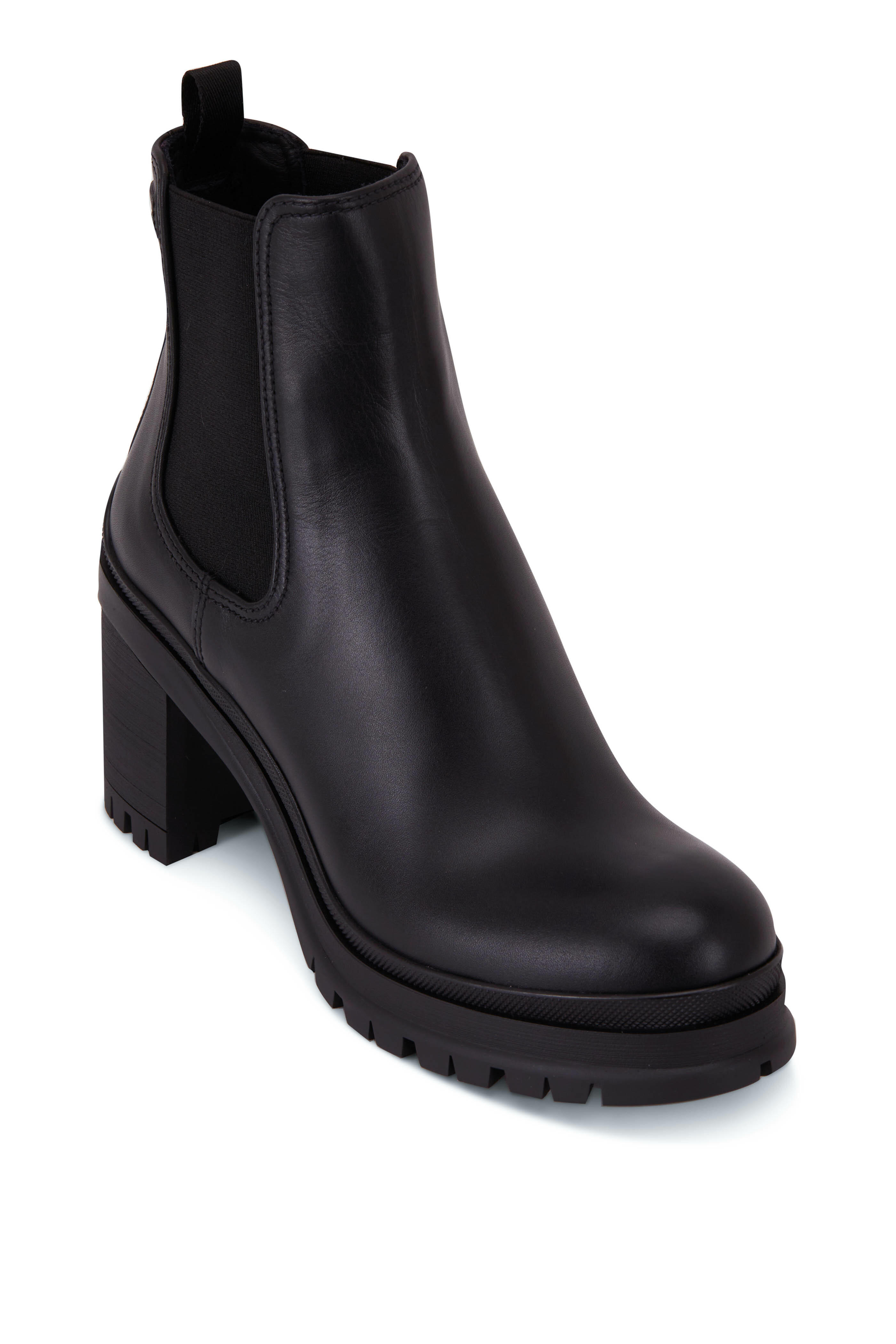 Prada - Black Leather Double Gore Bootie, 55mm | Mitchell Stores