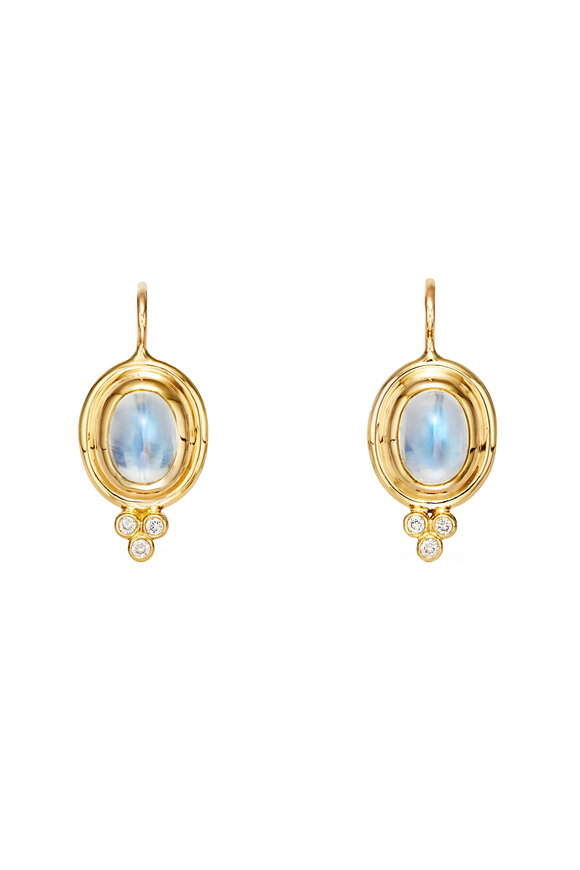 Temple St. Clair - Classic Cabochon Blue Moonstone Earrings