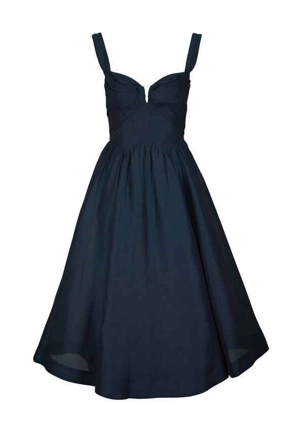 Zimmermann Rebellion Dark Teal Drape Midi Dress