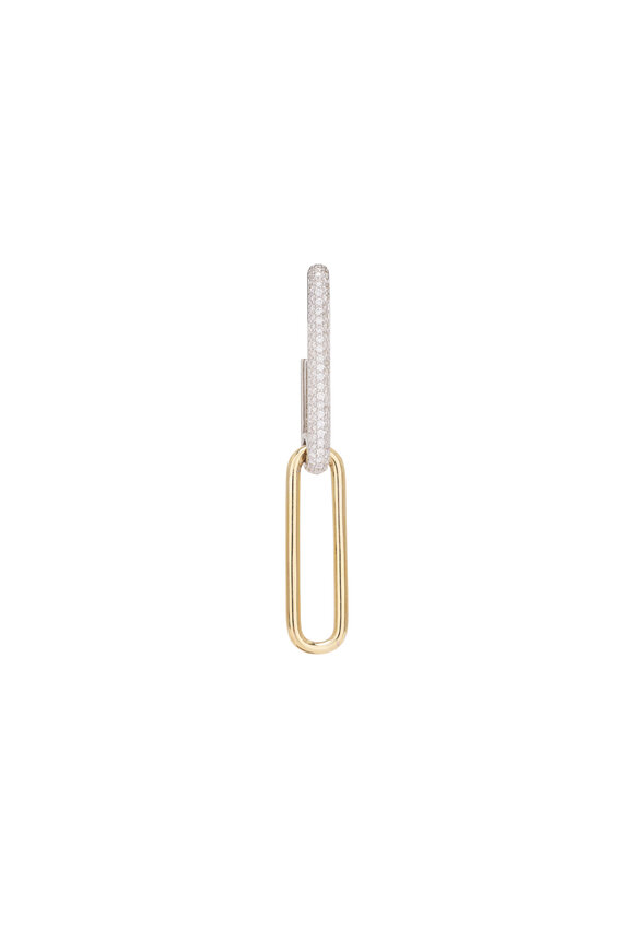 Kai Linz 14k Mixed Gold White Diamond Link Earrings - view 2