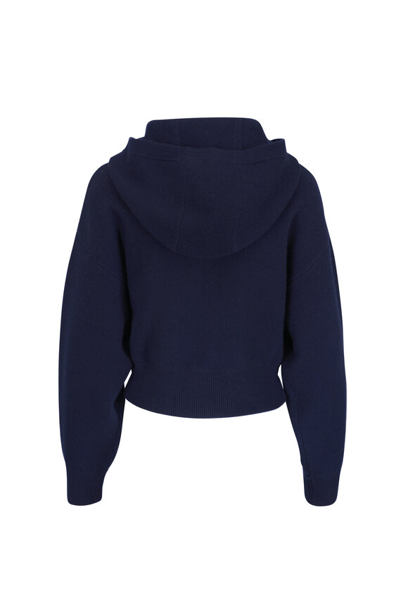Lisa Yang Lilia  Navy Blue Hooded Zip Cardigan - view 2