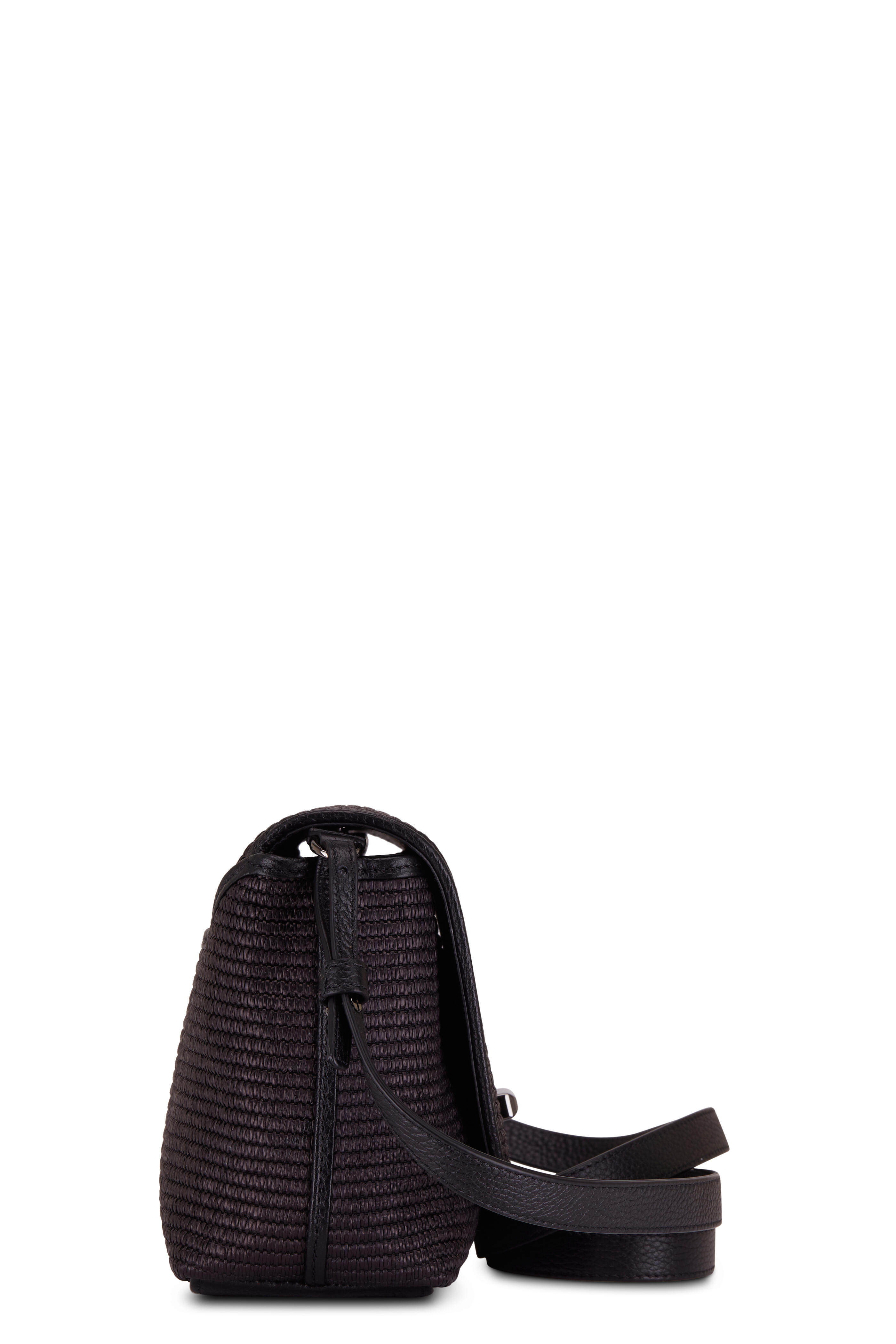 Akris - Small Anouk Black Woven Raffia Crossbody Bag