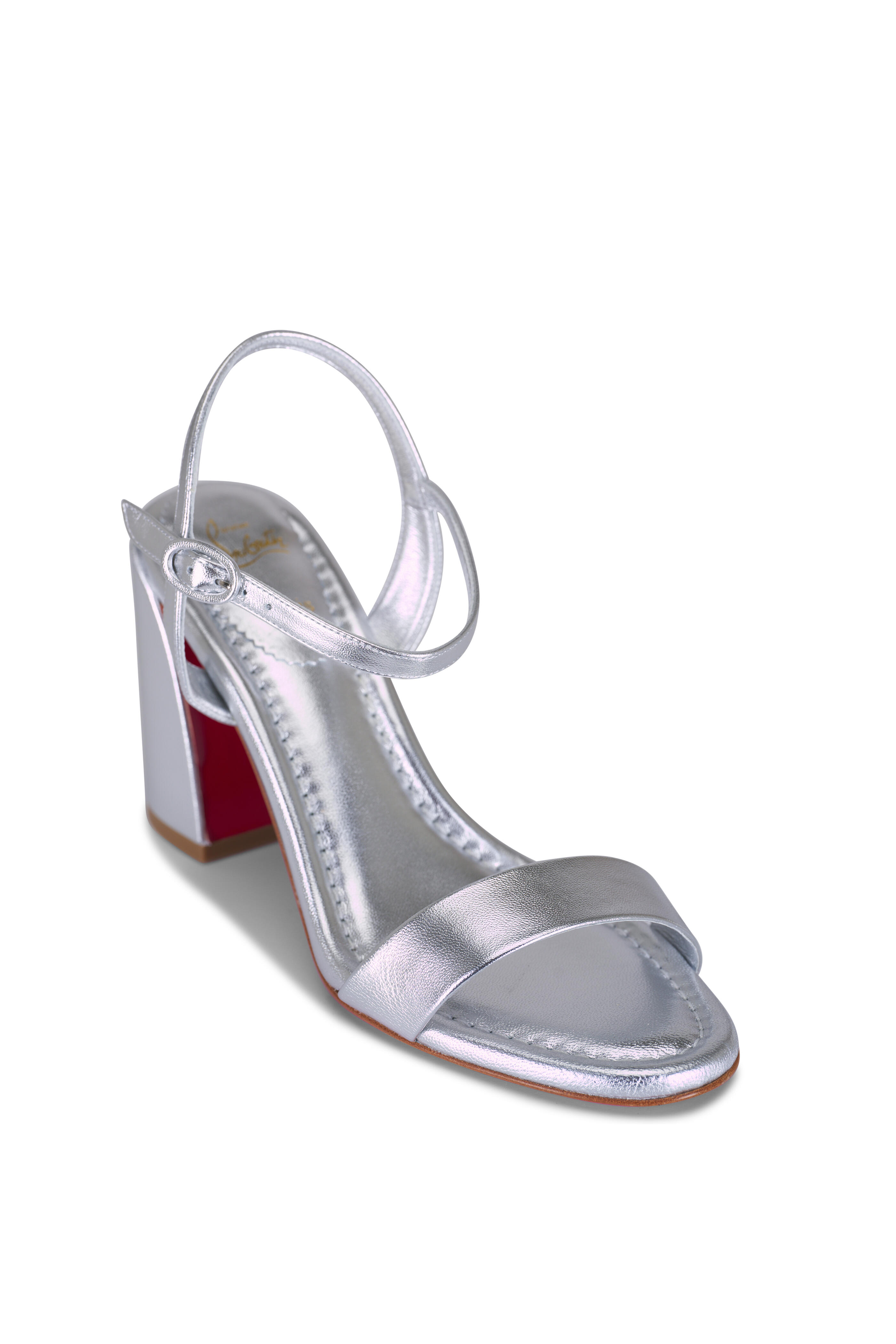Christian Louboutin - Miss Jane Silver Leather Sandal, 85mm