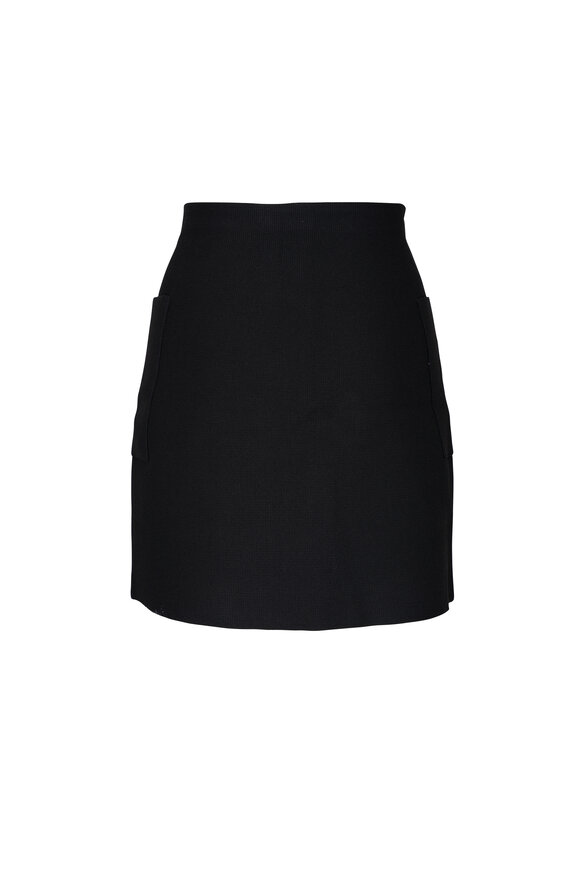 Scanlan Theodore - Black Crepe Knit Patch Pocket Mini Skirt