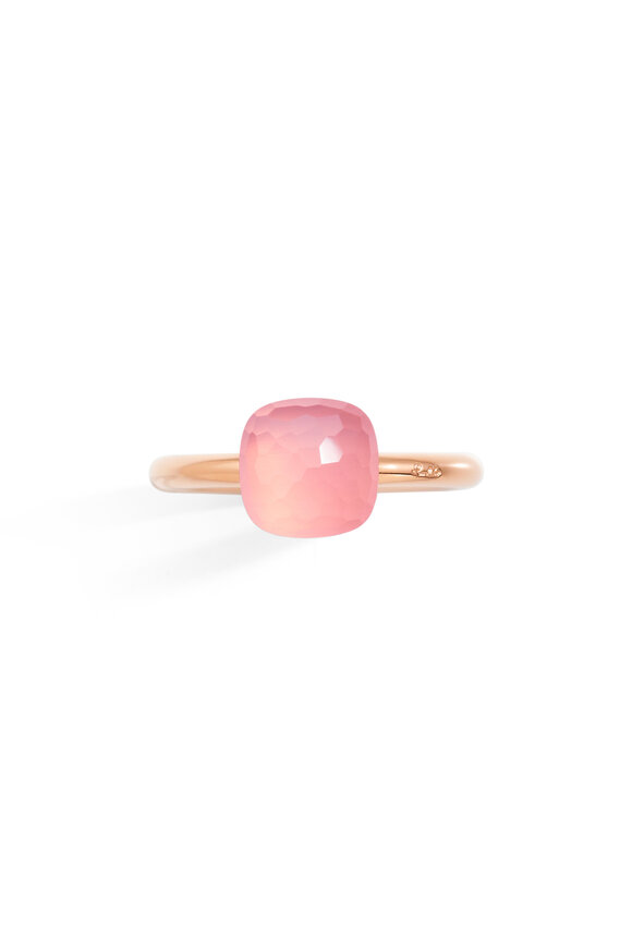Pomellato 18k Rose Gold Pink Quartz Petite Nudo Ring - view 2