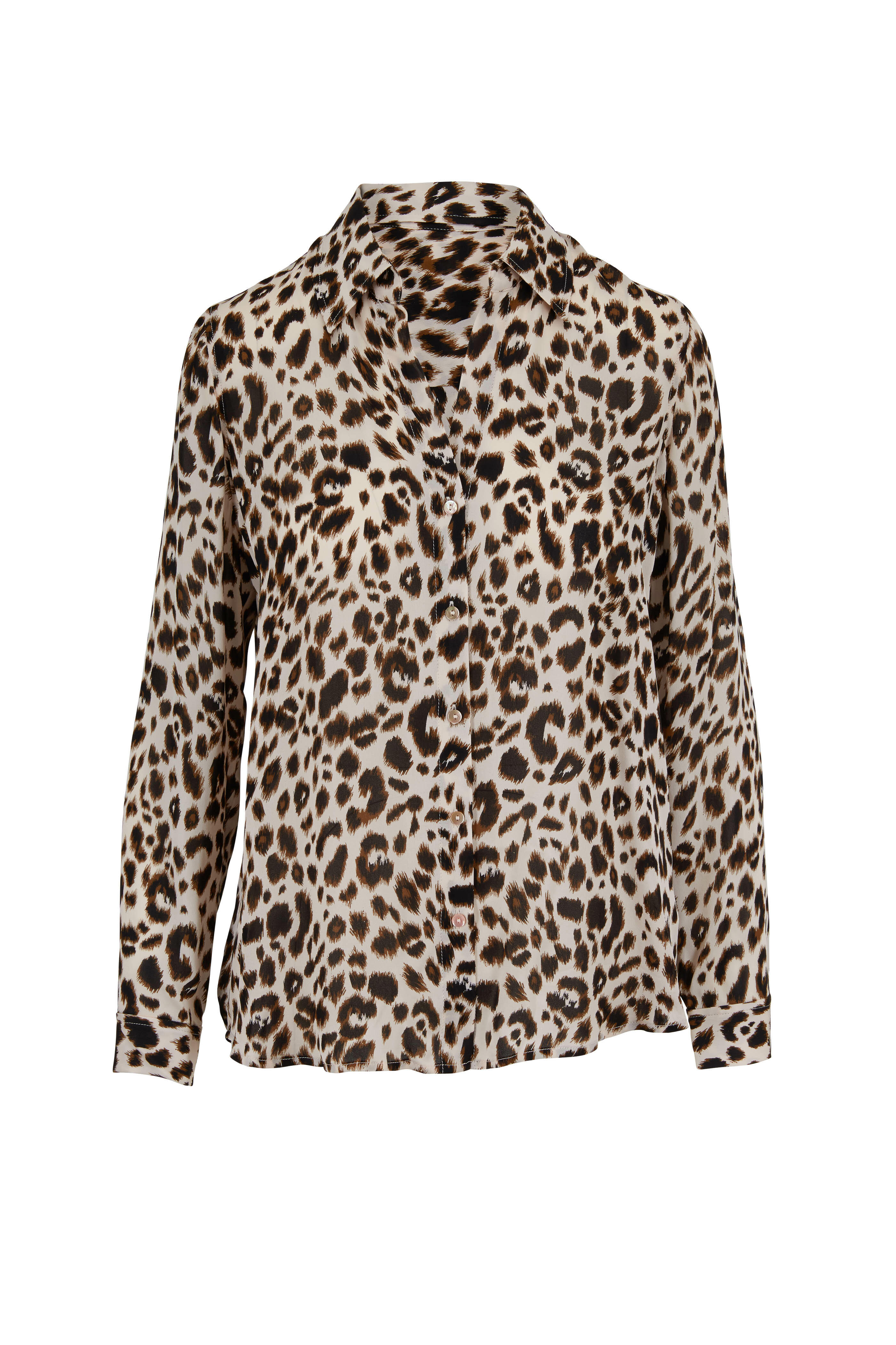 L'Agence - Nina Leopard Print Silk Blouse | Mitchell Stores