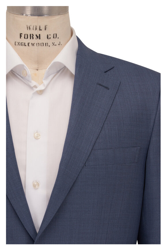 Canali Solid Fancy Blue 150s Wool & Silk Suit 