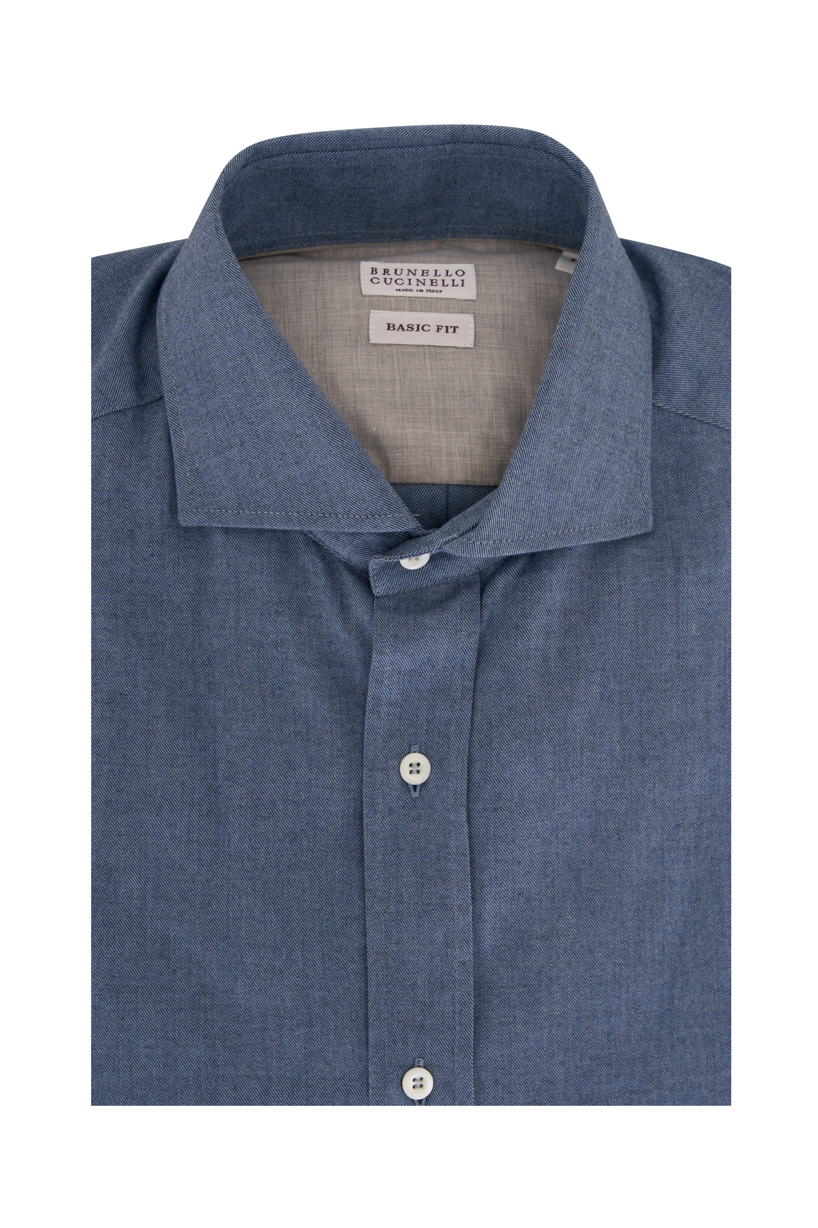 Brunello Cucinelli - Solid Blue Cotton Flannel Sport Shirt