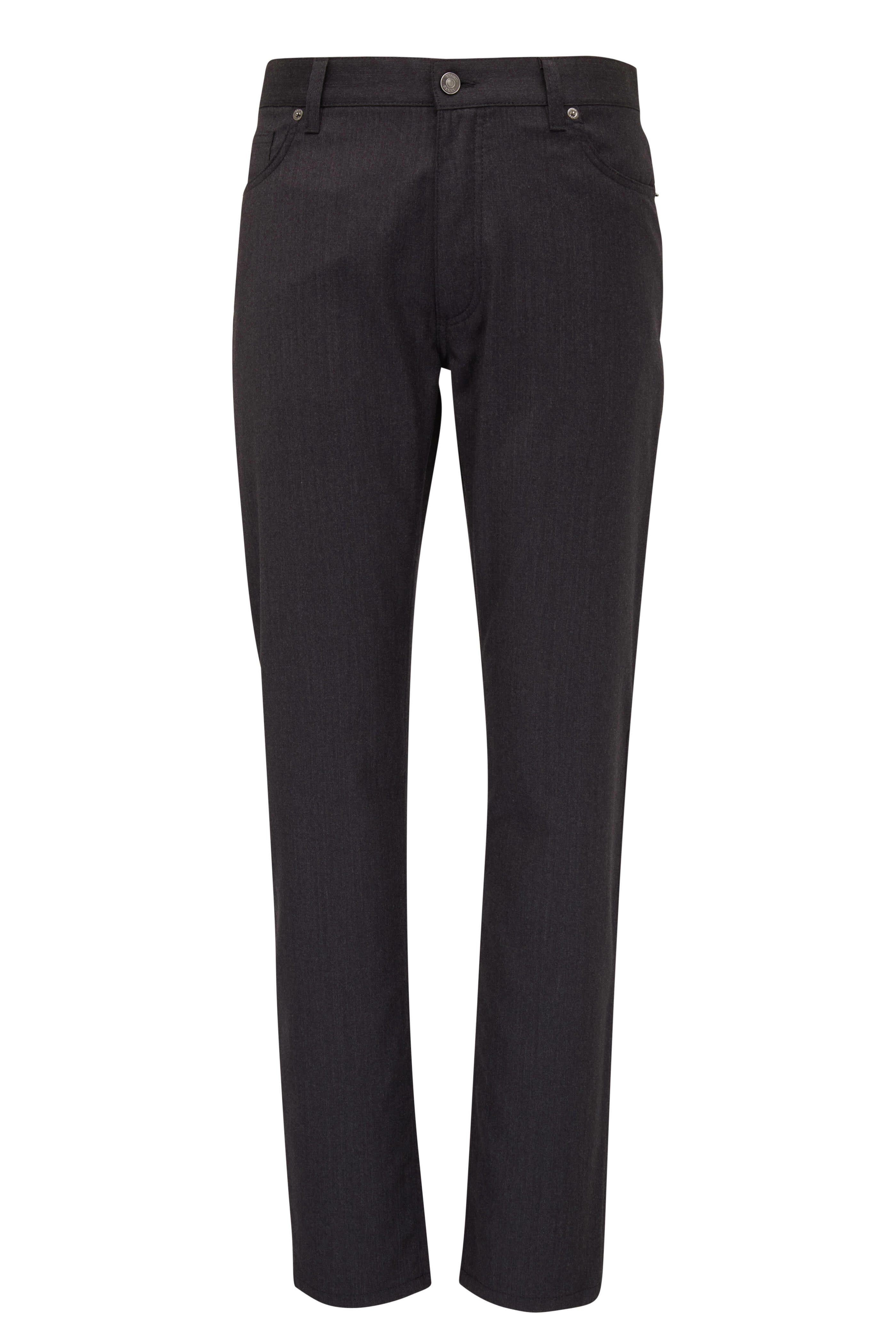 Zegna - City Charcoal Gray Wool Flannel Five Pocket Pant