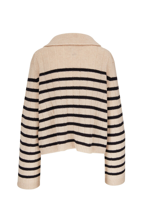 Khaite - Mateo Butter & Black Stripe Cashmere Sweater