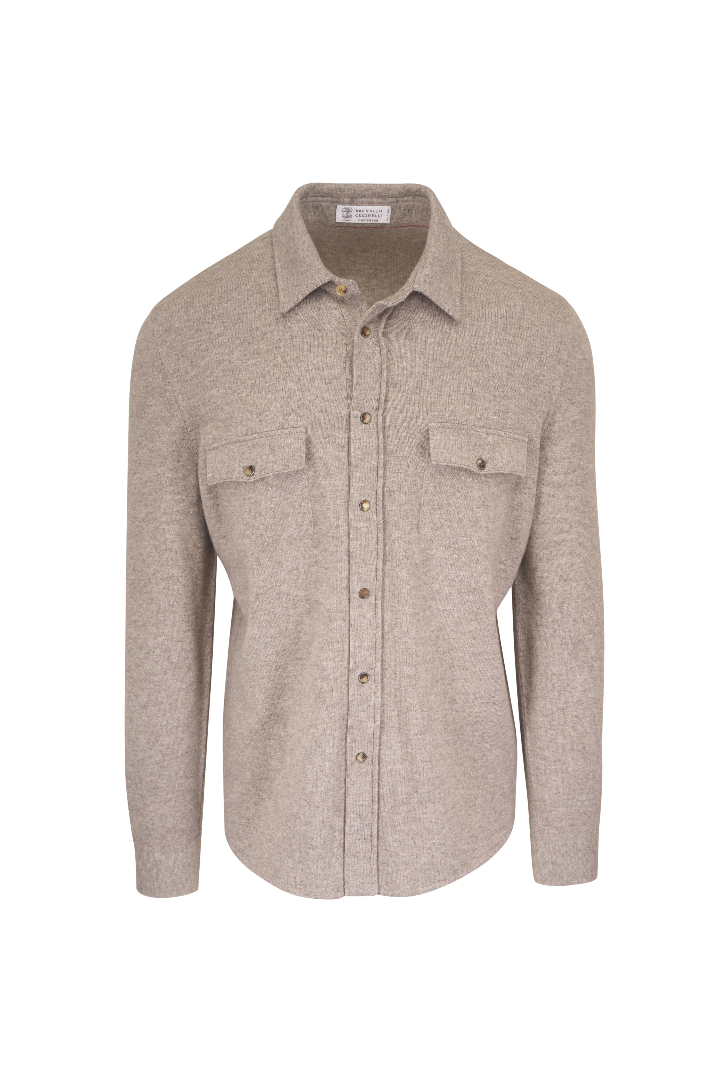 Brunello Cucinelli - Stone Western Wool, Cashmere & Silk Overshirt - view 1