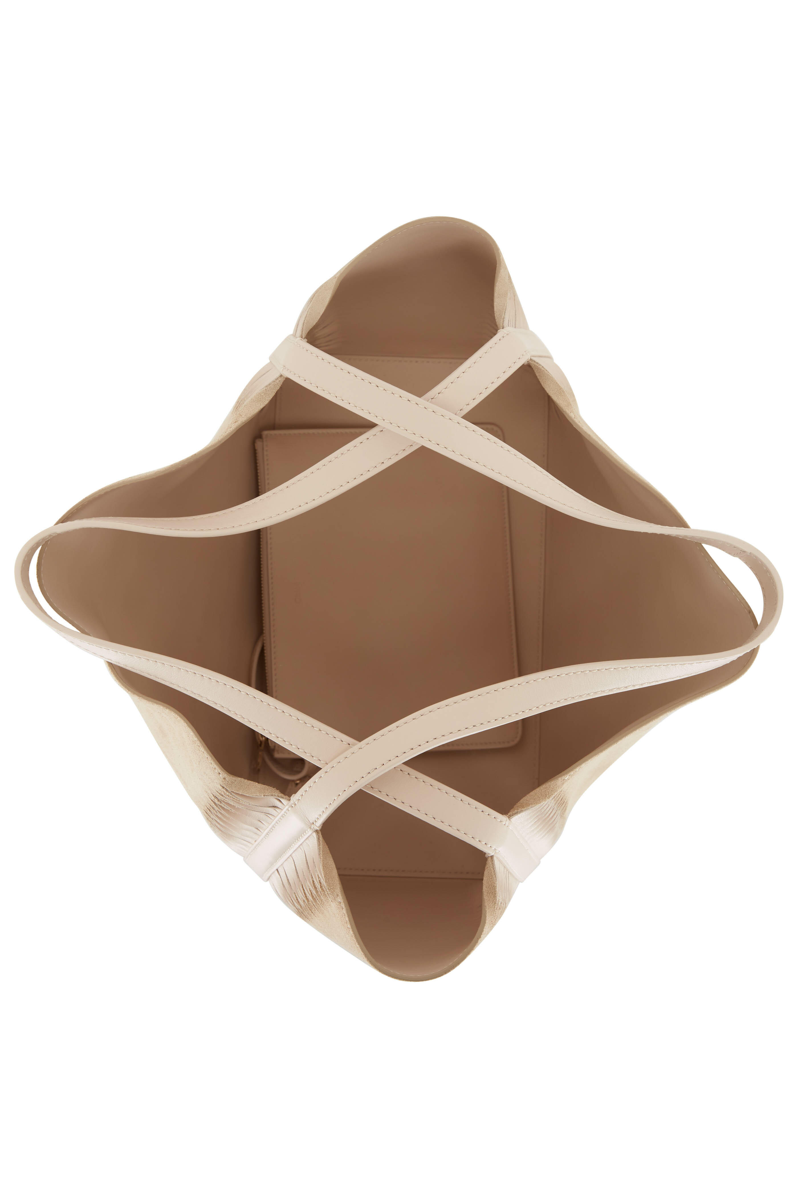 Chloé - Louela Pearl Beige Twisted Cut Out Suede Tote