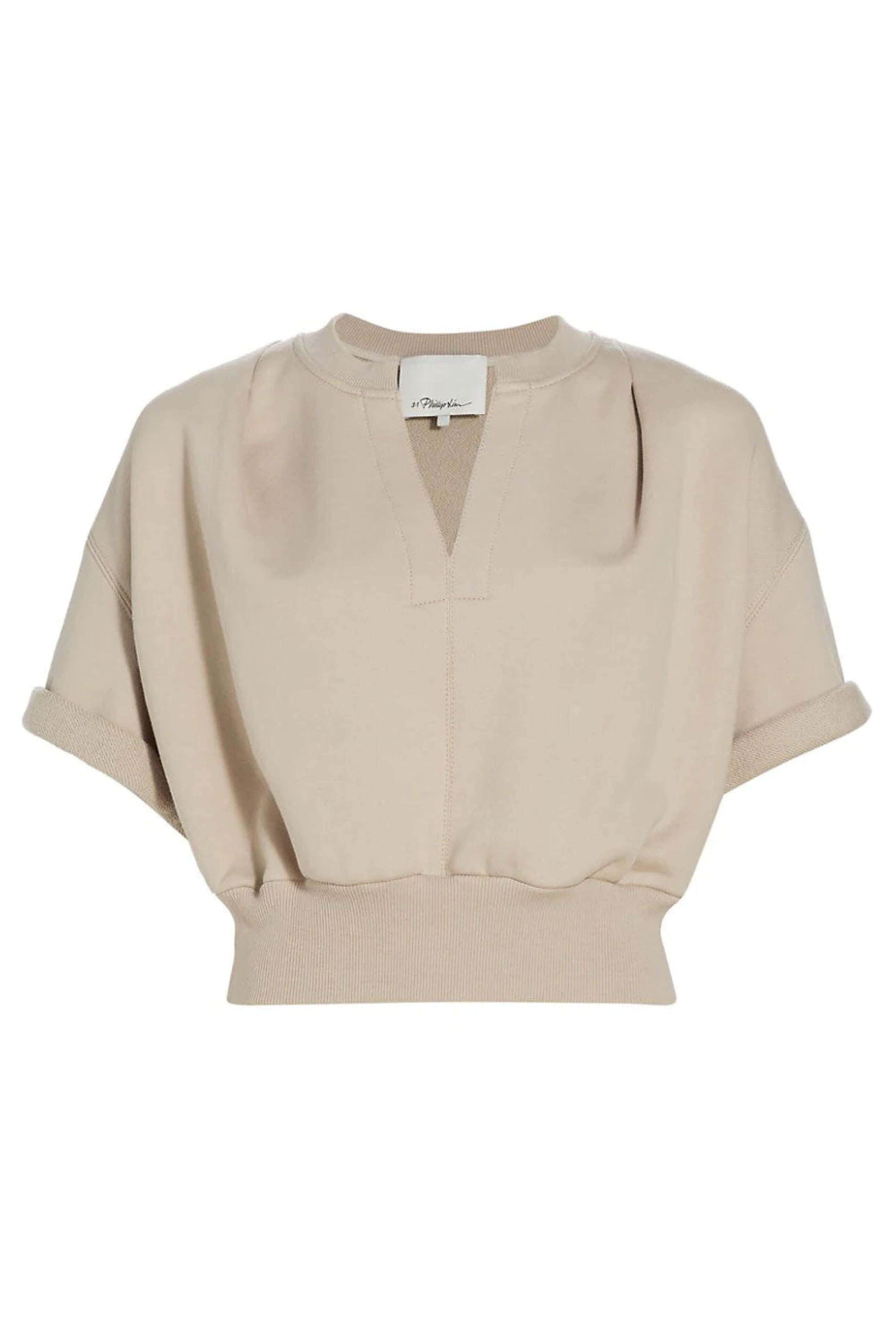 3.1 Phillip Lim - Short-Sleeve Cropped Sweatshirt