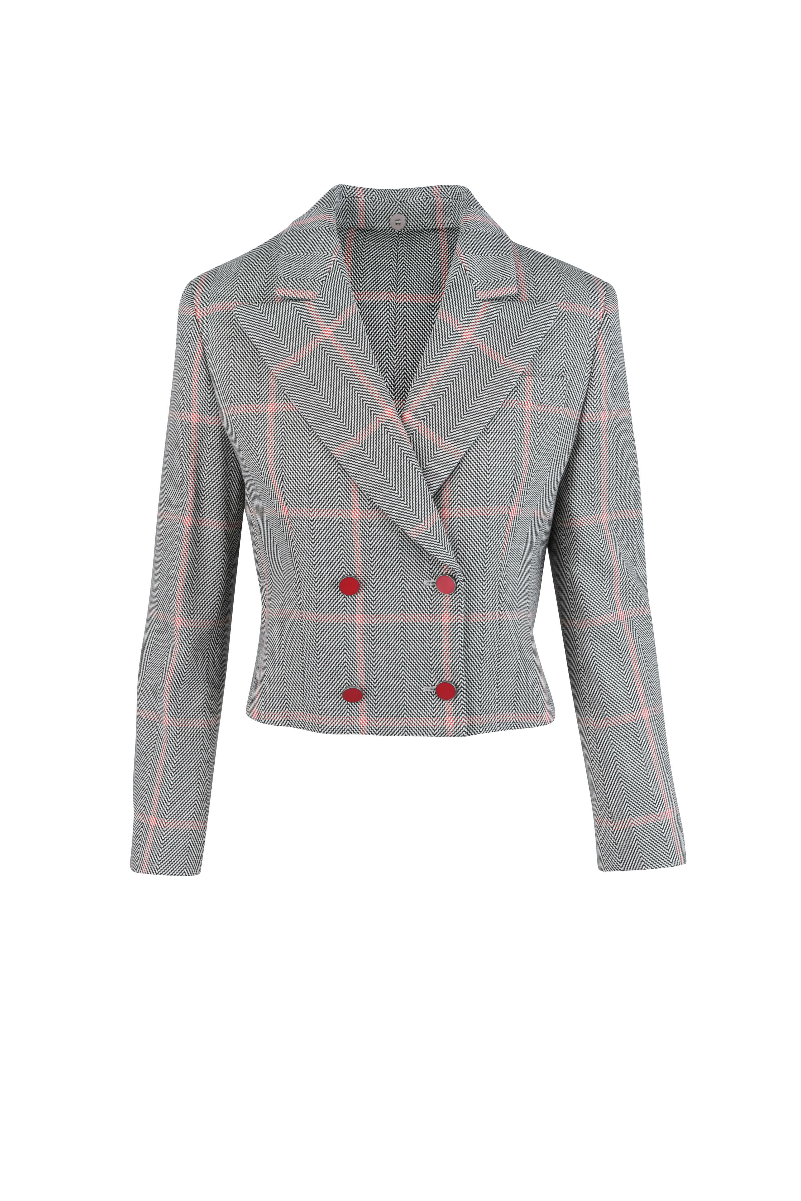Giorgio Armani - Chevron Print Wool Plissé Scarf Jacket