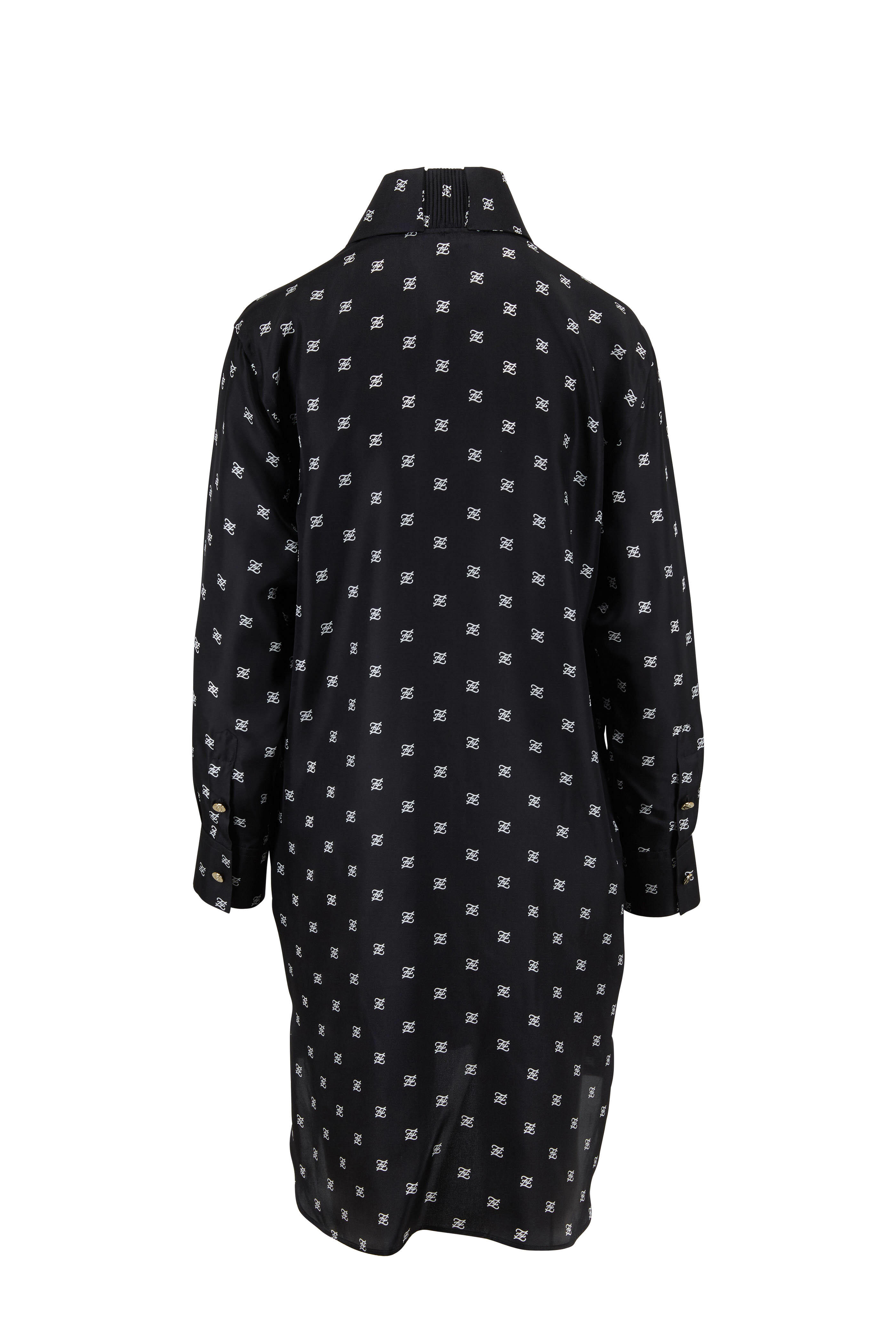【送料&関税込】Fendi Cappuccino Poplin Shirt Dress Fendi - Black Silk Karligraphy Shirtdress | Mitchell Stores