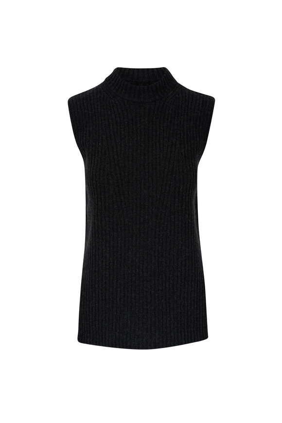 Vince - Heather Charcoal Ribbed Wool & Cashmere Sweater