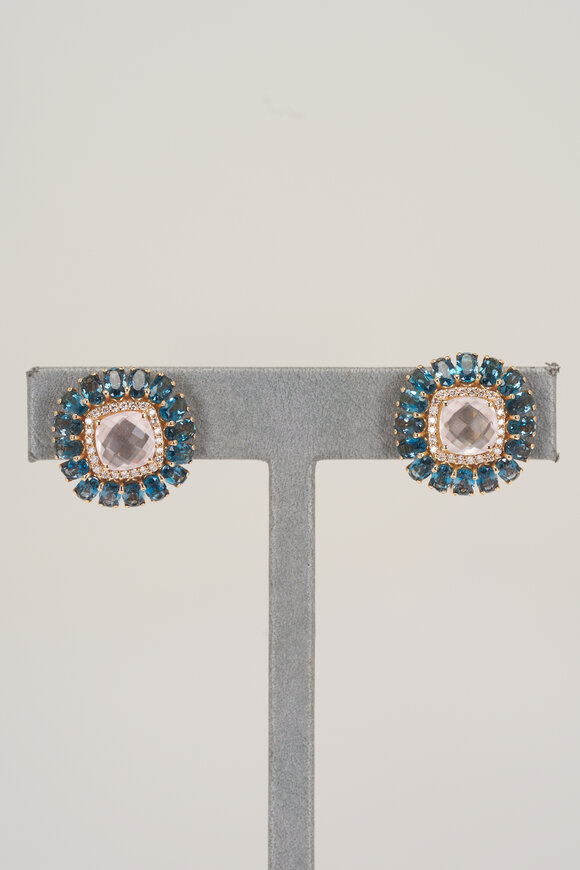 Miseno 18k Rose Gold Topaz & Diamond Procida Earring