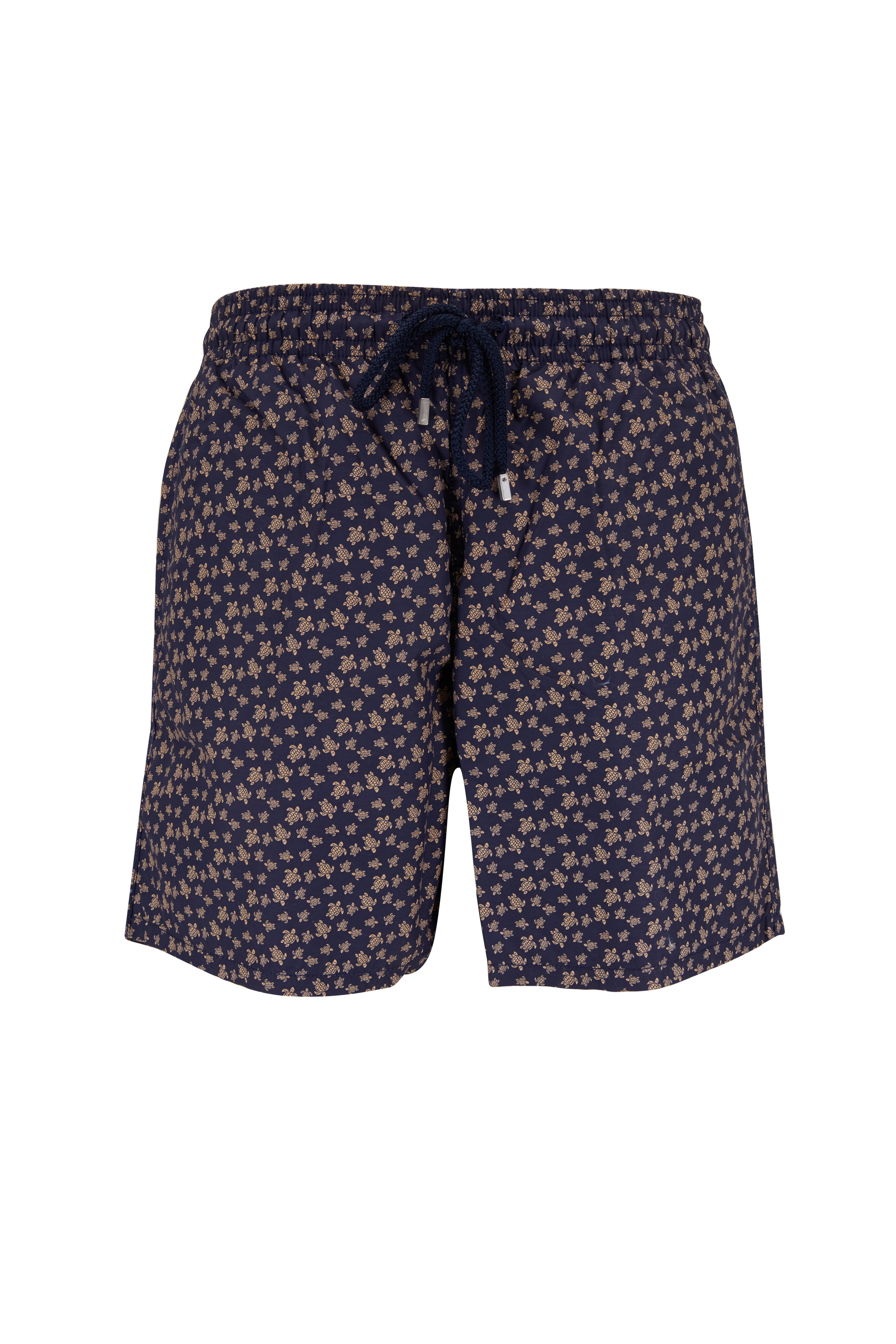 Vilebrequin Moorea Navy Blue Turtle Print Swim Trunks