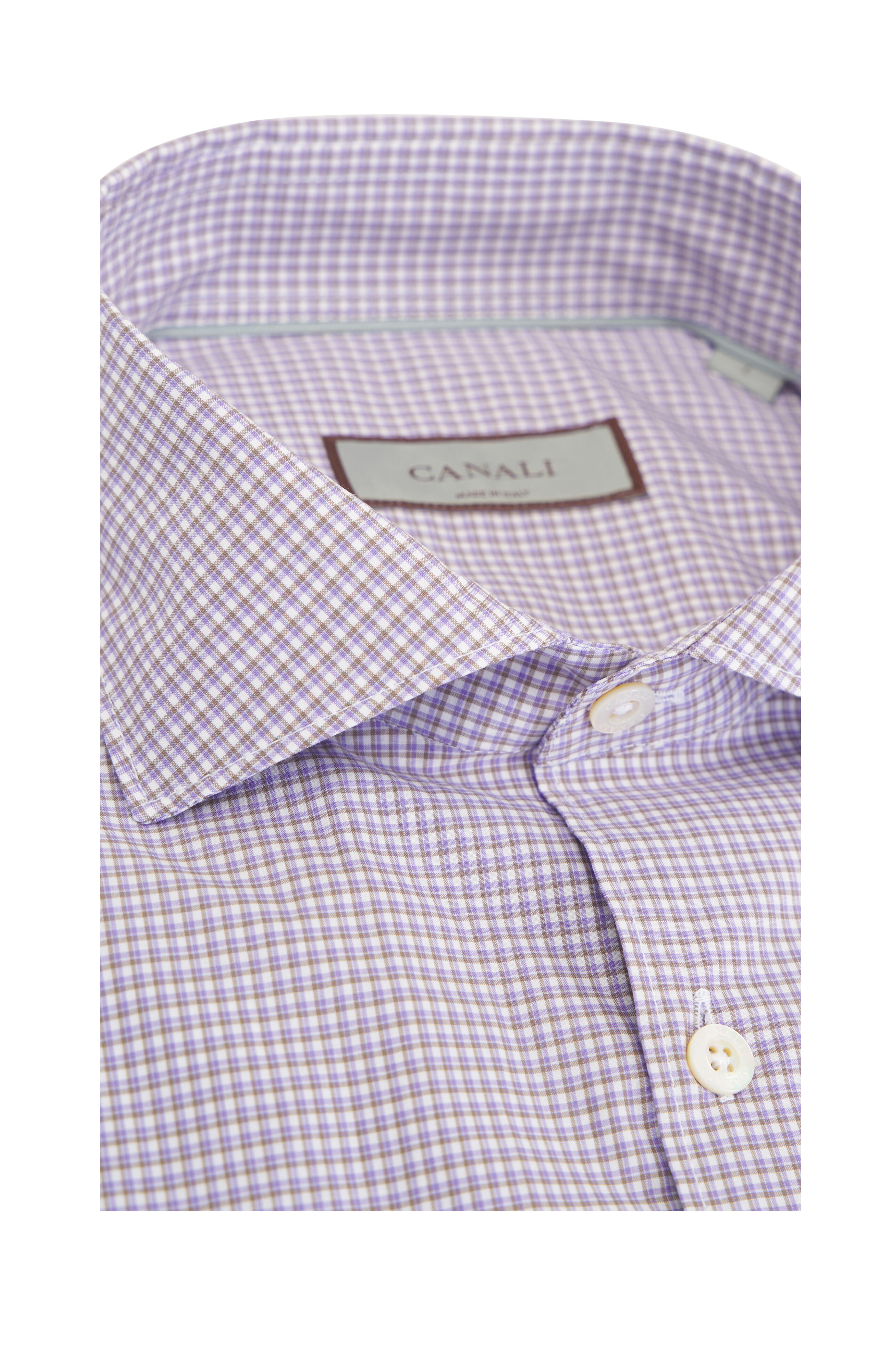 Canali - Light Purple & Tan Micro Check Sport Shirt