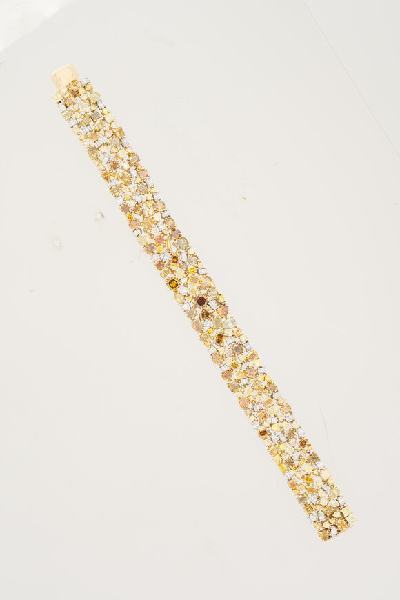 Oscar Heyman Gold & Platinum Fancy Colored Diamond Bracelet - view 1