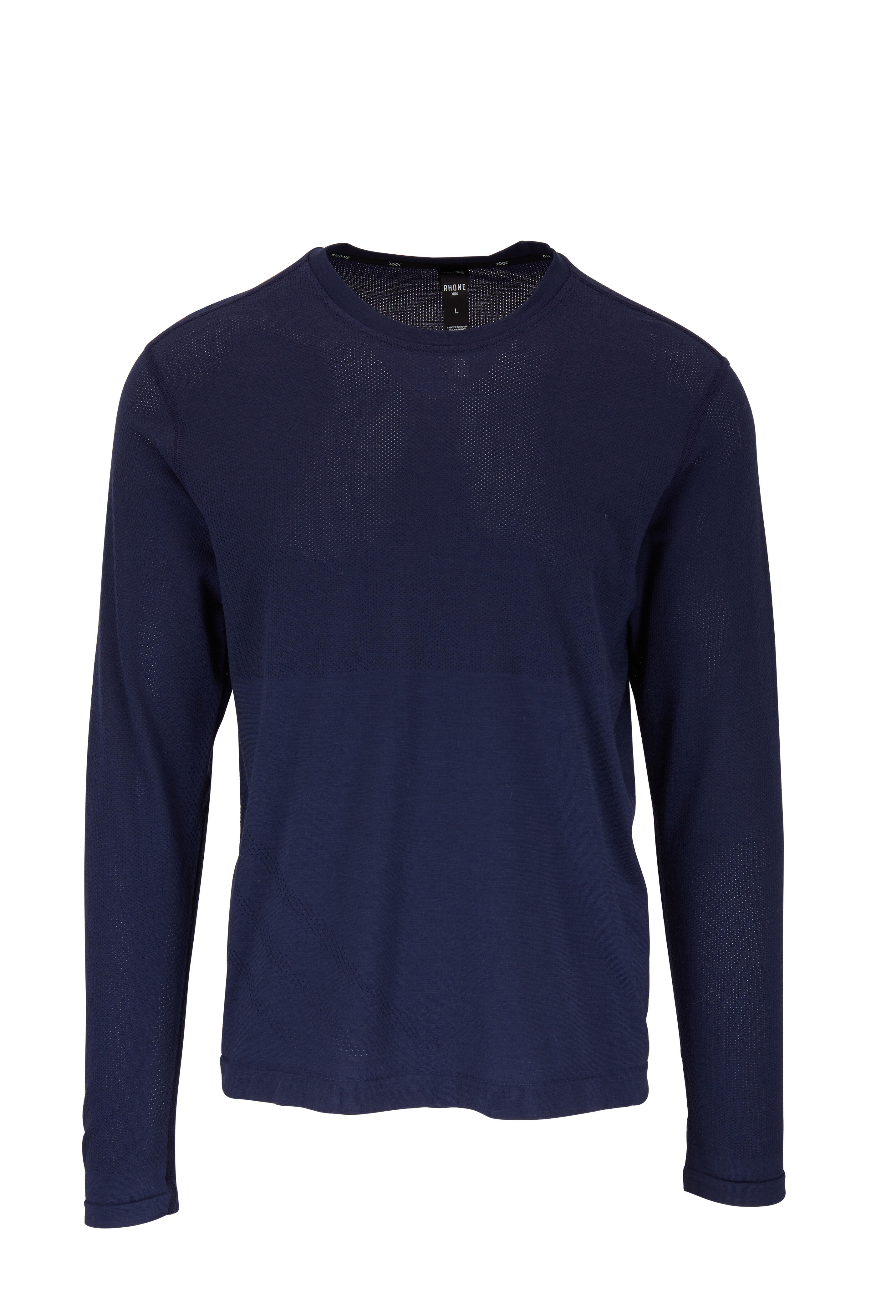 Rhone Apparel - Taupo Navy Tech Wool Long Sleeve T-Shirt