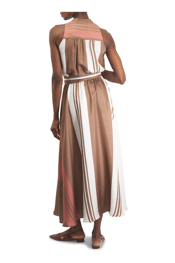 Kiton Multicolor Stripe Silk Vertical Sleeveless Dress - view 4