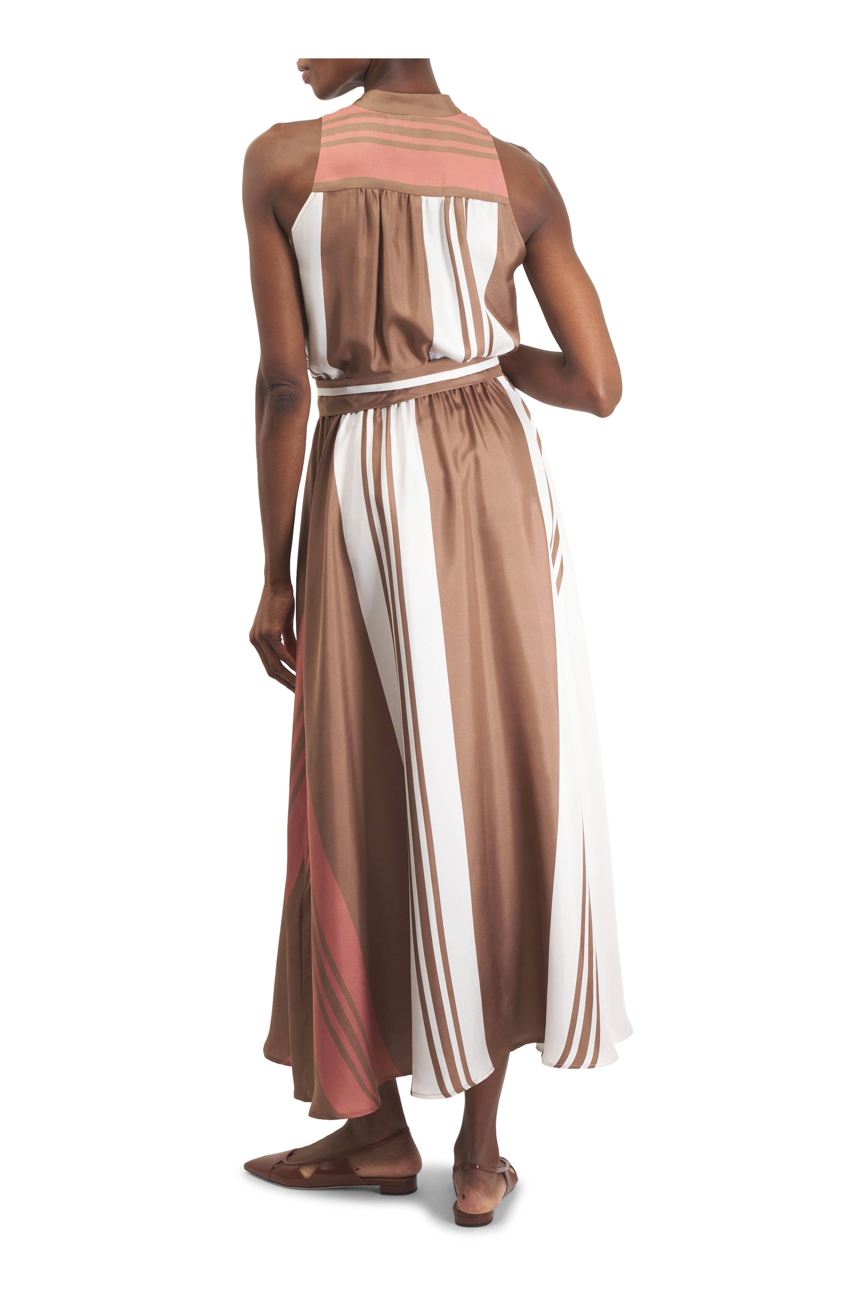 Kiton - Multicolor Stripe Silk Vertical Sleeveless Dress
