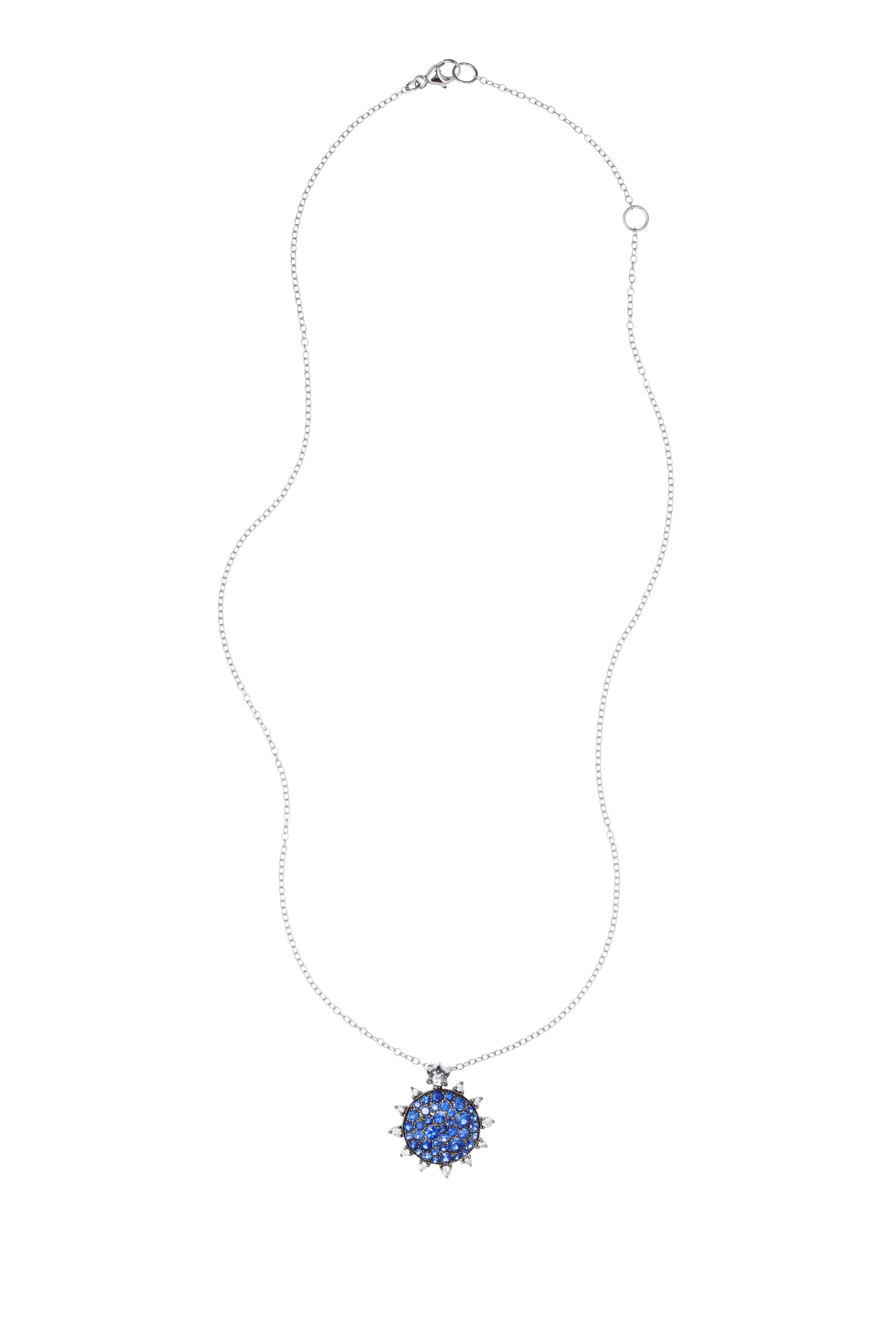 Nam Cho - White Gold Blue Sapphire White Diamond Necklace