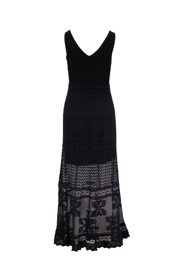 D.Exterior - Black Crocheted Detail Tank Dress 