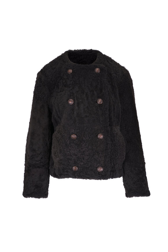 Brunello Cucinelli Rust Brown Shearling Reversible Cropped Peacoat