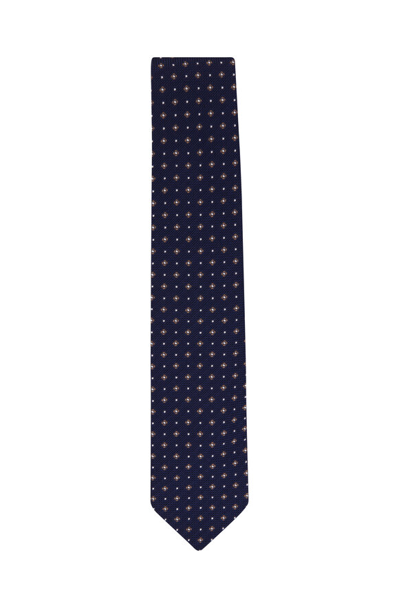 Bigi - Laos Blue Geometric Print Silk Necktie