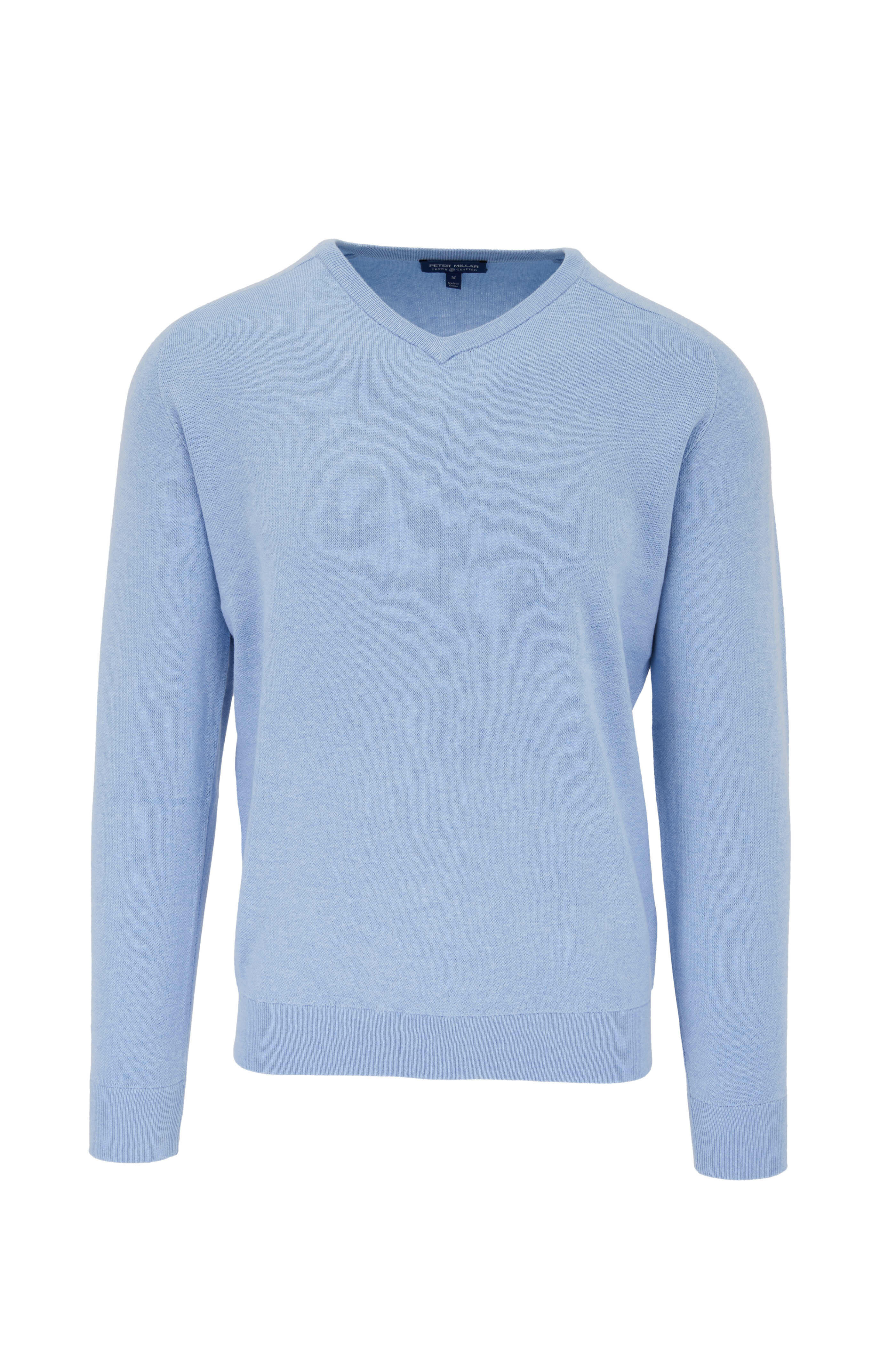 Peter Millar - Deuce Cottage Blue Interlock V-Neck Sweater