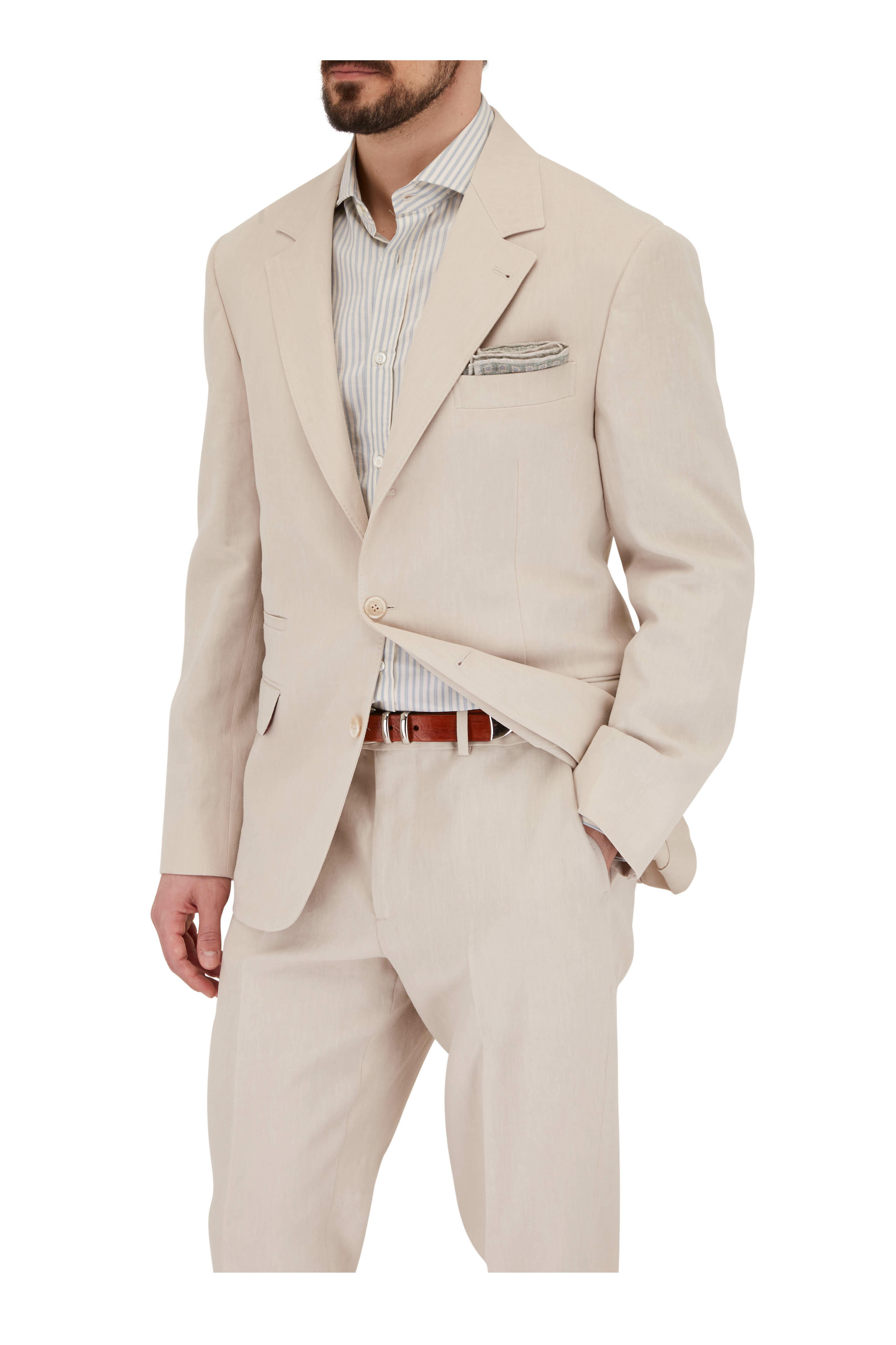 Beige Linen Suit