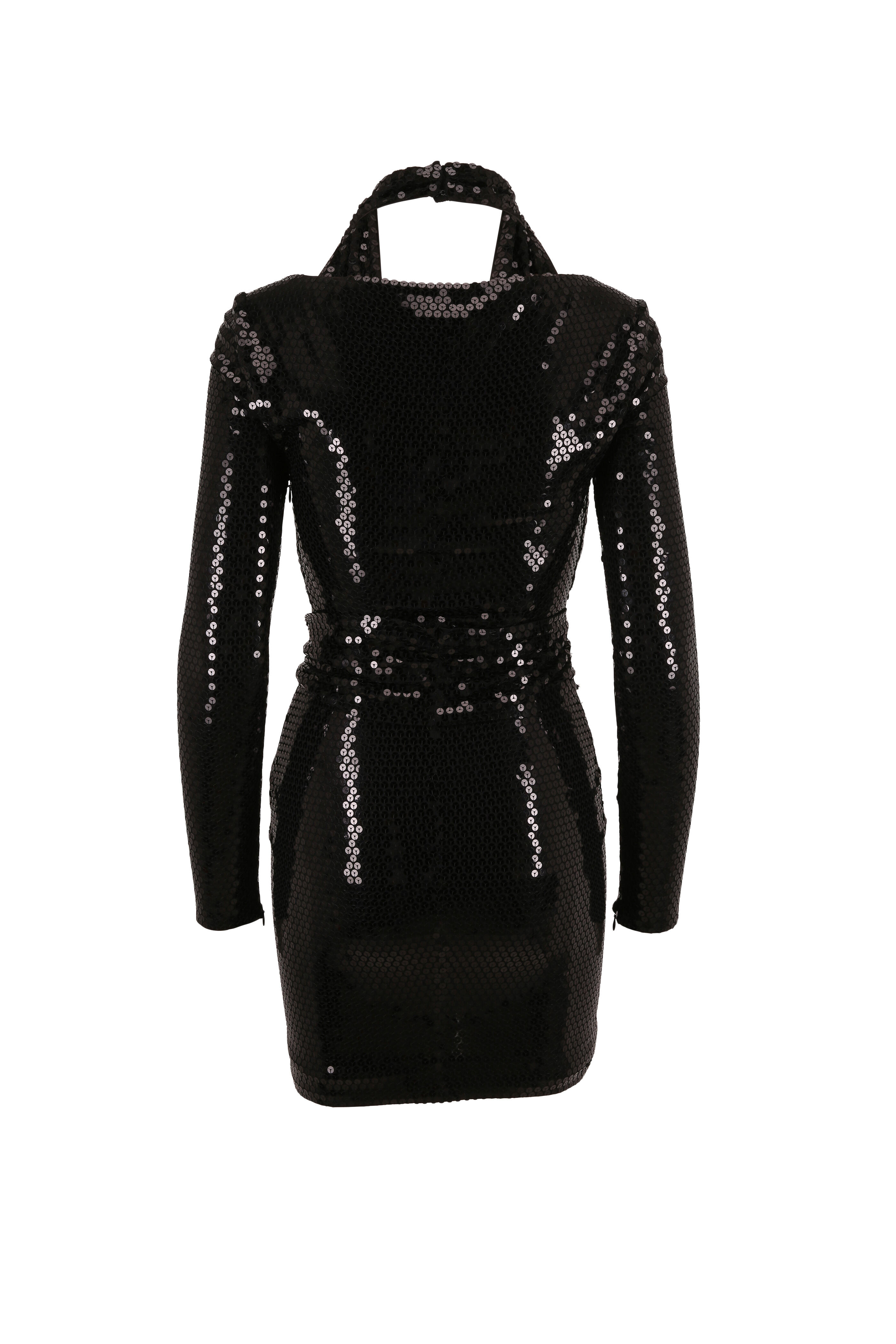 Tom Ford - Black Embroidered Cut-Out Shoulder Mini Dress