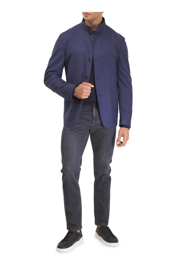 Zegna Il Conti Blue Mélange Cashmere Jacket - view 2