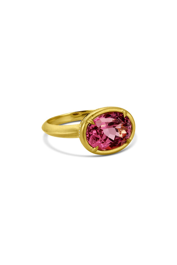 Leigh Maxwell 18k Yellow Gold Lotus Garnet Bijou Ring - view 1