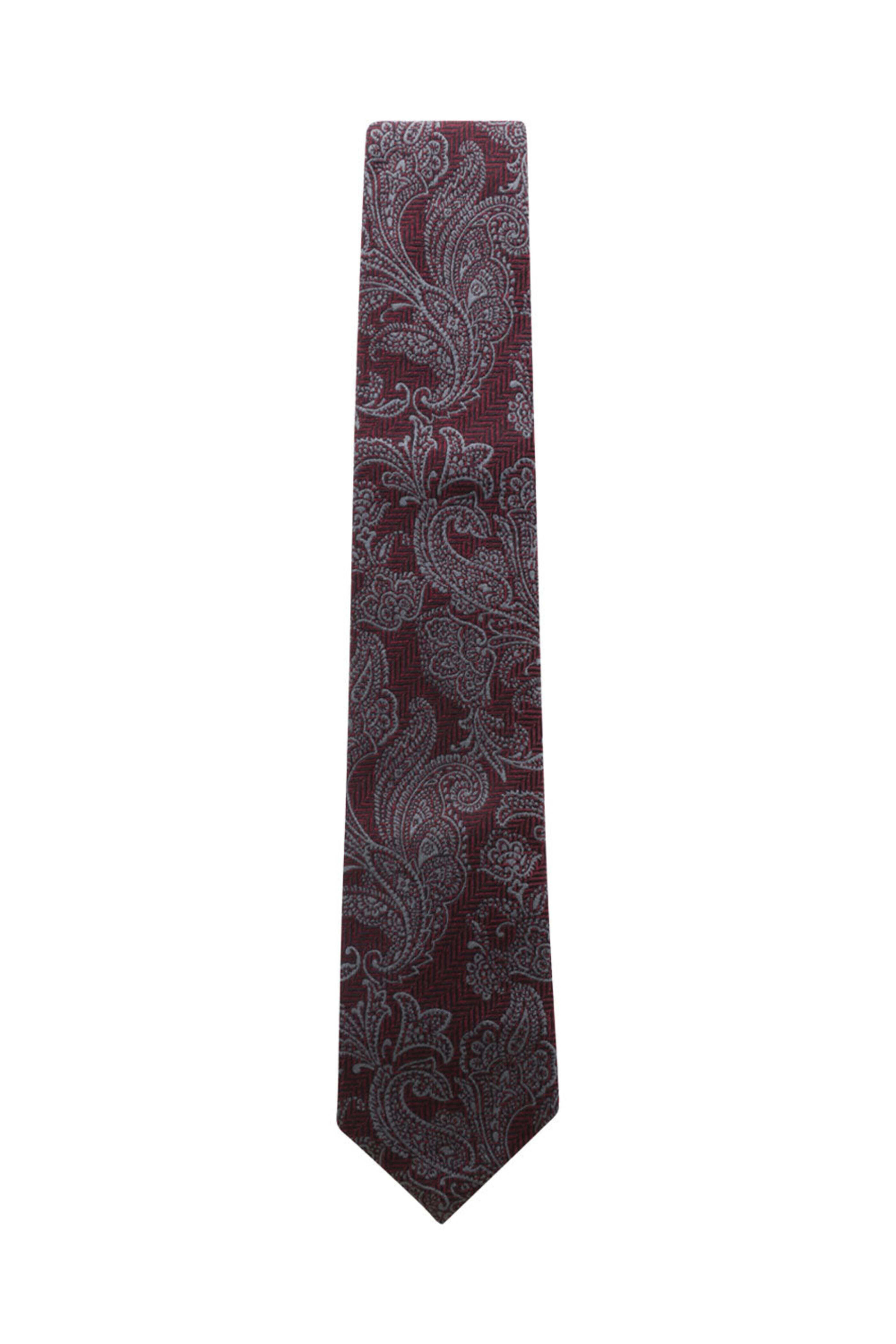 Brunello Cucinelli - Bordeaux and Grey Paisley Silk Blend Tie