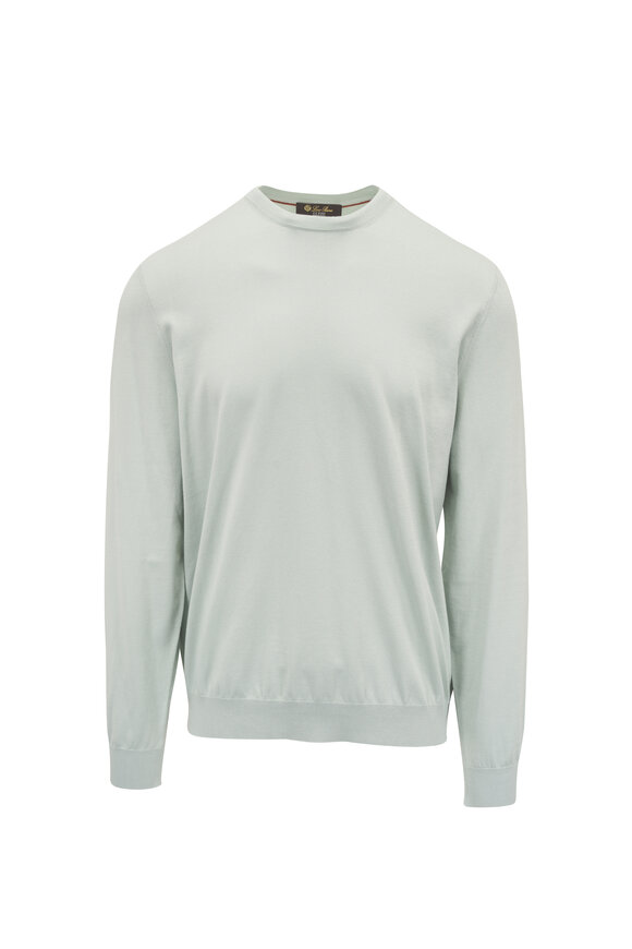 Loro Piana Green Ice Wish Cotton Crewneck Sweater