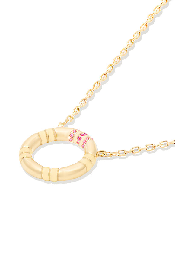 Campbell + Charlotte - Crew Small Circle Pink Sapphire Pendant Necklace