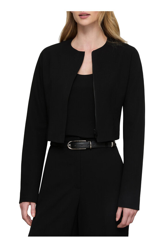 Lafayette 148 New York Black Responsible Finesse Crepe Cropped Jacket - view 2