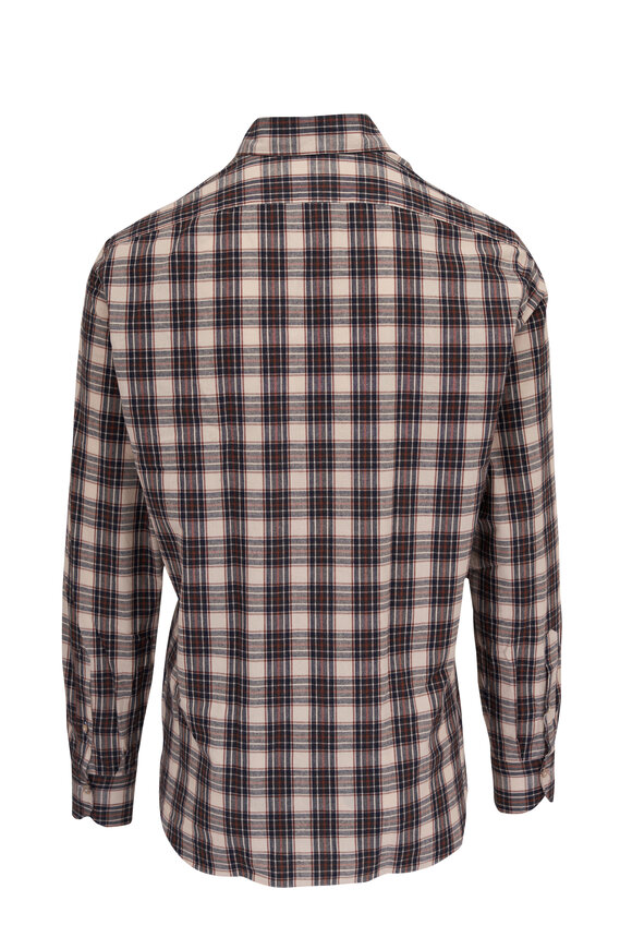 Giannetto - Ivory & Brown Check Cotton Sport Shirt 