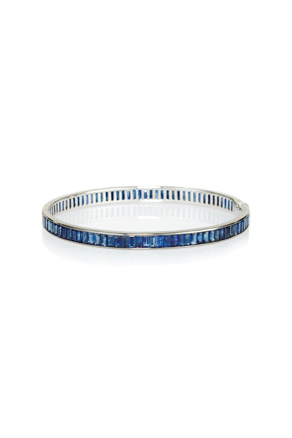 Nam Cho Baguette Blue Sapphire & Diamond Bangle Bracelet